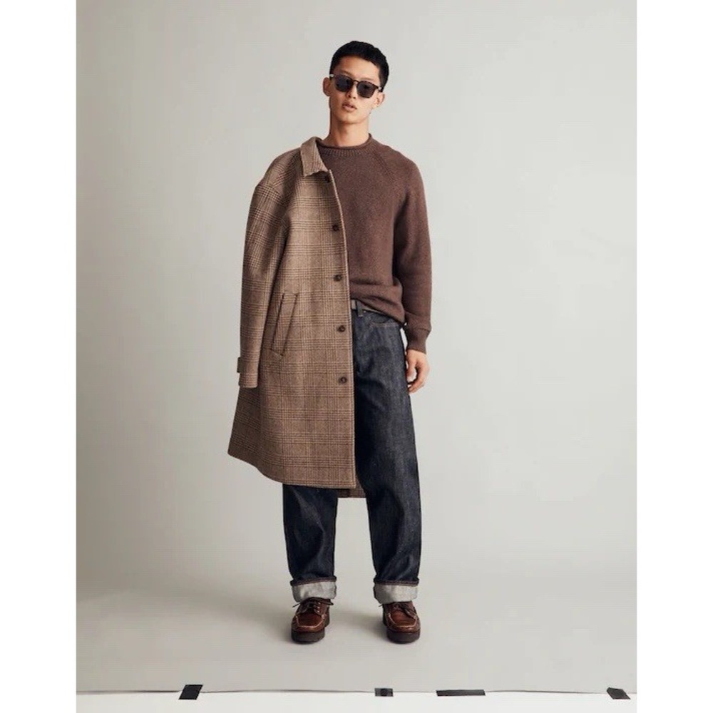 NEW Madewell Rolled Mockneck Sweater Mens Medium Heather Cocoa Wool Blend